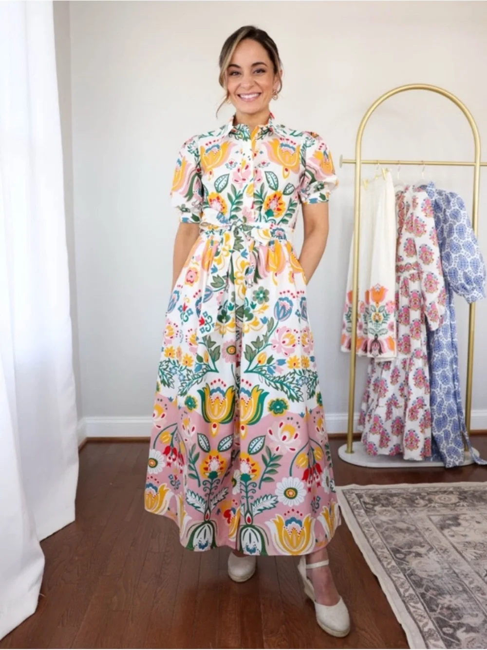 Boden Alexa Maxi Shirt Dress in Ivory Tulip Fusion. Size 16/18 - Picture 2 of 14